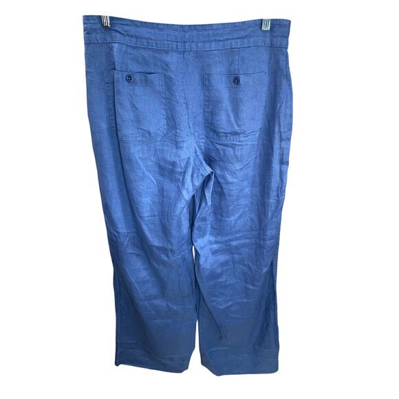 Lauren Ralph Lauren Blue Drawstring Pants — Linen Blend — RL Buckle — Size 8 - Picture 2 of 11